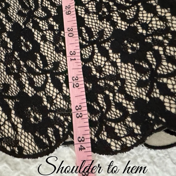 ALTAR’D STATE Fit Flare Mini Beige Black Lace Dress Sleeveless Scalloped Small - Picture 10 of 12